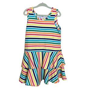 Hanna Andersson Rainbow Stripe Sleeveless Dress Girls 110